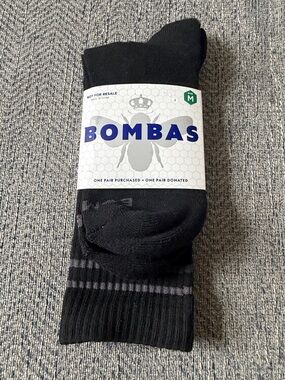 Bombas  honeycomb stay up cushioned Footbed black Calf Socks One pair Size: M